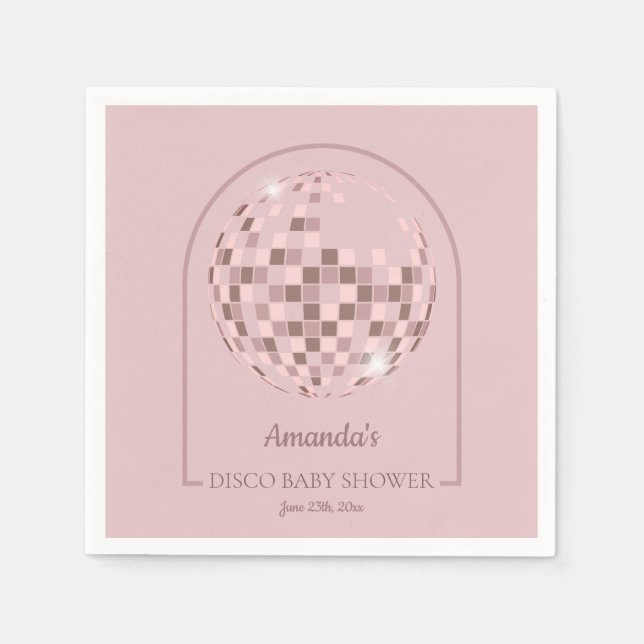 Servilleta De Papel Pink Disco Boogie Baby Shower (Anverso)