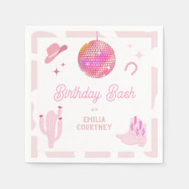 Servilleta De Papel Pink Disco Cowgirl Western Rodeo Birday Bash