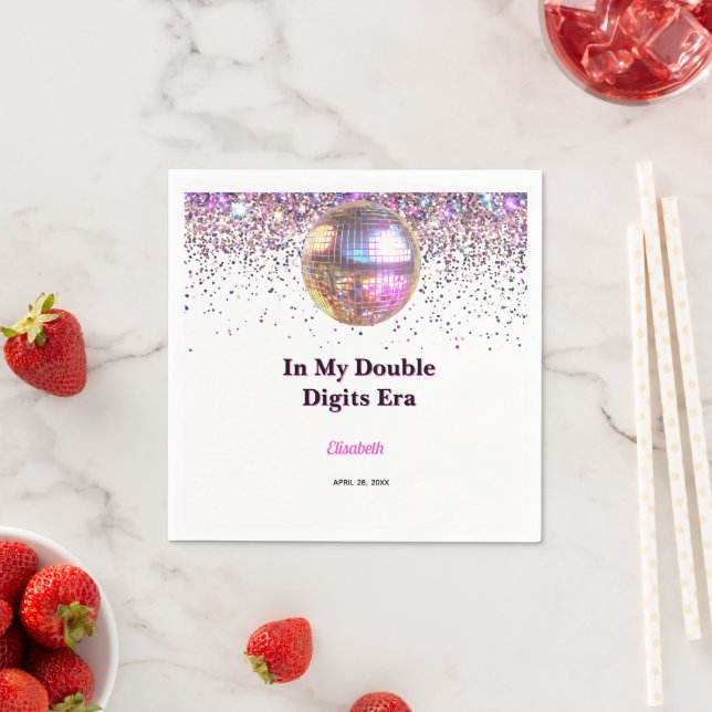 Servilleta De Papel Pink Disco Trendy In My Double Digits Era Birthday (In situ)