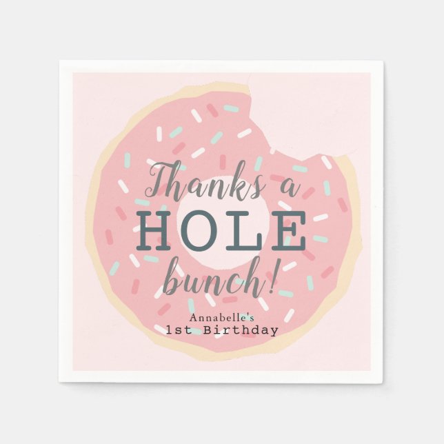 Servilleta De Papel Pink Donut Chica Birthday Gracias (Anverso)