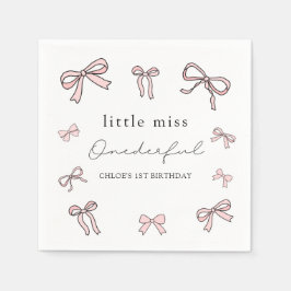Servilleta De Papel Pink Doodle Bow Baby Girl Primer Cumpleaños