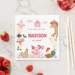 Servilleta De Papel Pink Farm Animal Barn Temática fiesta de cumpleaño