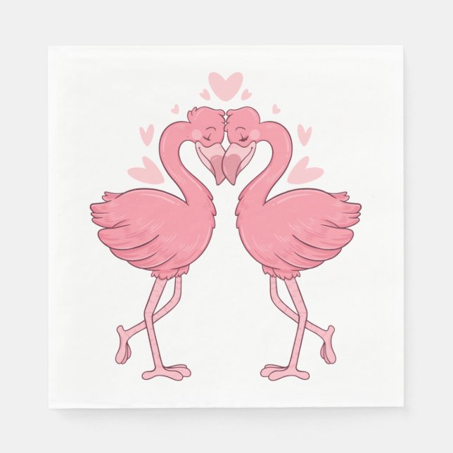 Servilleta De Papel Pink Flamingo Love Tropical Beach Wedding (Anverso)
