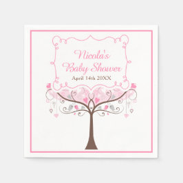 Servilleta De Papel Pink Floral Bird Baby Shower