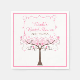 Servilleta De Papel Pink Floral Bird Bridal Shower 