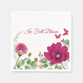 Servilleta De Papel Pink Floral Butterfly Watercolor Party Napkin