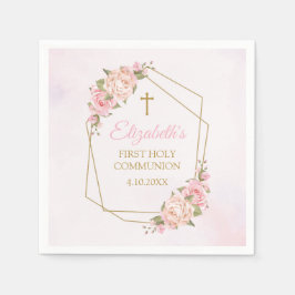 Servilleta De Papel Pink Floral Communion