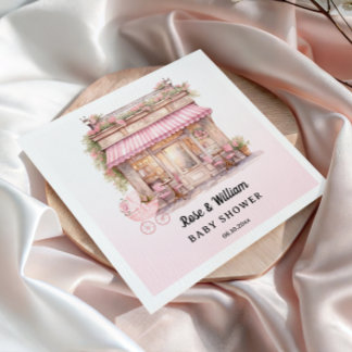 Servilleta De Papel Pink Floral French Café Baby Girl