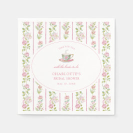 Servilleta De Papel Pink Floral Grandmillennial Bridal Tea Party