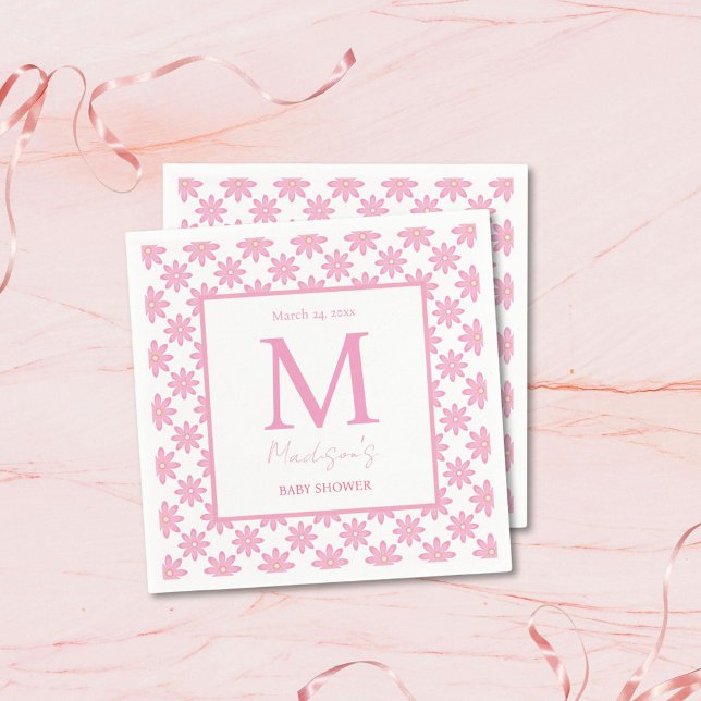 Servilleta De Papel Pink Floral Personalized Baby Shower  (Subido por el creador)
