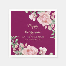 Servilleta De Papel Pink Floral Retirement Party