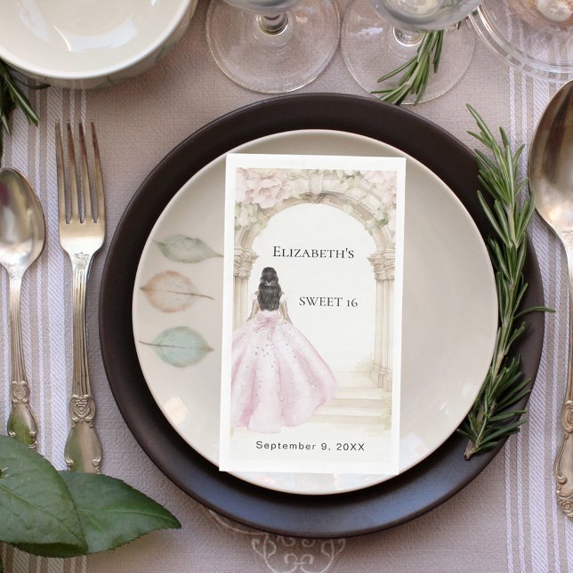 Servilleta De Papel Pink florals arch dress Sweet 16 (Subido por el creador)