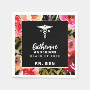 Servilleta De Papel Pink Florals RN BSN Enfermera