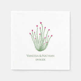 Servilleta De Papel Pink Flower Ocotillo Cactus Boda Cocktail