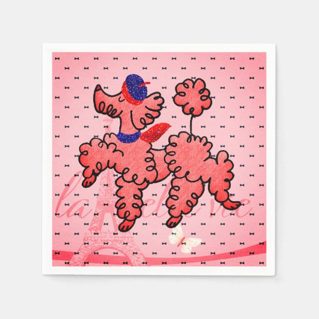 Servilleta De Papel Pink French Poodle Napkins (Anverso)