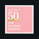 Servilleta De Papel Pink Funny Fabulous 50th Birthday Personalizado<br><div class="desc">Tu FABULOSO amigo FREAKING se merece un tema de 50 años de fiesta que muestra este hecho, y nuestras modernas y audaces toallas rosa y blanca "50 y fabulosas" son perfectas para comenzar una temática que gustará a los huéspedes. Personalizar con cualquier edad y nombre - los colores también se...</div>