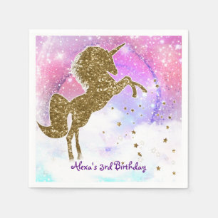 Servilleta De Papel Pink Galaxy Magic Unicorn Sparkle Birday Party
