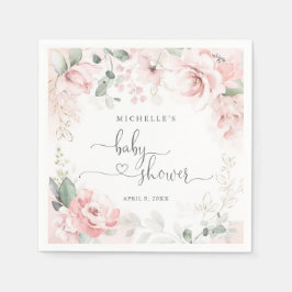 Servilleta De Papel Pink Garden Floral Baby Shower Napkins