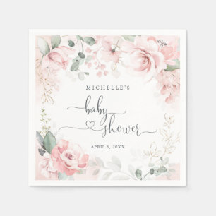 Servilleta De Papel Pink Garden Floral Baby Shower Napkins