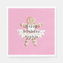 Servilleta De Papel Pink Gingerbread Chica Ballerina Ballet Cumpleaños