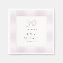 Servilleta De Papel Pink Gingham Bow Baby Baby Shower Napkins