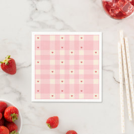 Servilleta De Papel Pink Gingham Hearts Valentine 