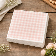 Pink Gingham Paper Napkins