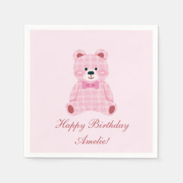 Servilleta De Papel Pink Gingham Teddy