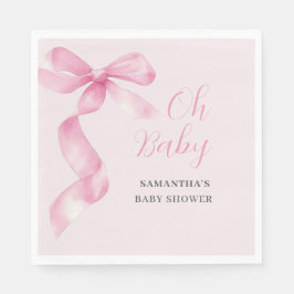 Servilleta De Papel Pink Girl Bow Oh Baby Shower 