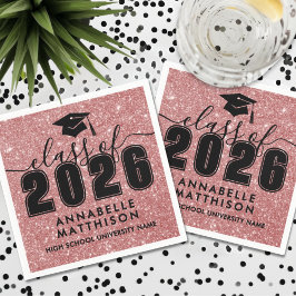 Servilleta De Papel Pink Glitter Graduation
