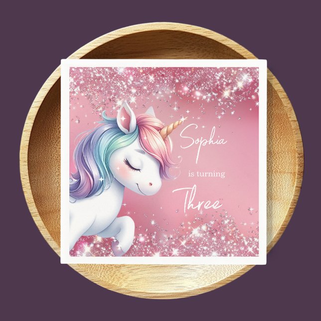 Servilleta De Papel Pink Glitter Rainbow Unicorn Birthday (Subido por el creador)