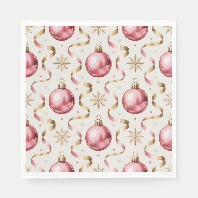 Servilleta De Papel Pink Gold Bauble Luxury Christmas Holiday (Anverso)