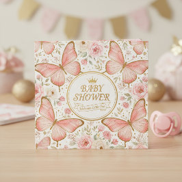 Servilleta De Papel Pink Gold Butterfly Floral Baby Shower 