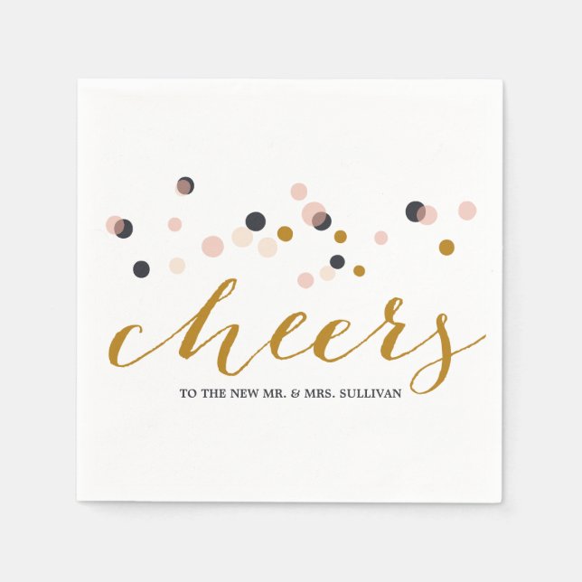 Servilleta De Papel Pink & Gold Confetti Dots Boda Napkin (Anverso)