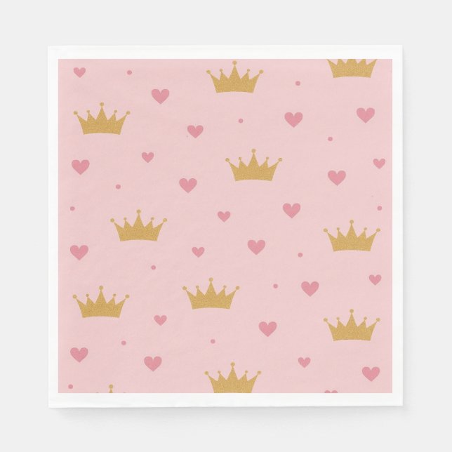 Servilleta De Papel Pink & Gold Princess Pattern Napkin (Anverso)
