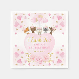 Servilleta De Papel Pink Gold Woodland Valentine Birthday