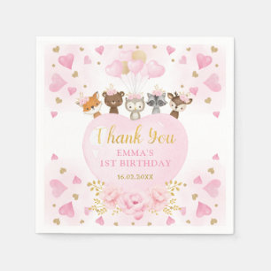Servilleta De Papel Pink Gold Woodland Valentine Birthday