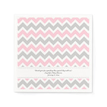 Pink Gray Chevron Baby Shower AÑADIR TU PALABRA