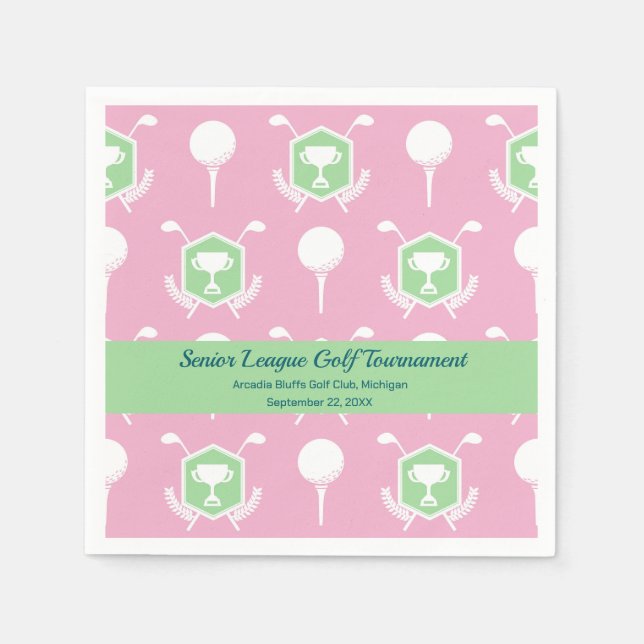 Servilleta De Papel Pink & Green - Golf Party Tableware (Anverso)