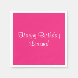 Servilleta De Papel Pink Happy Birthday (Nombre) Leanna