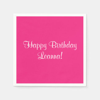Servilleta De Papel Pink Happy Birthday (Nombre) Leanna