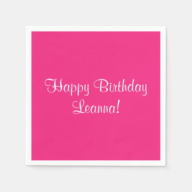 Servilleta De Papel Pink Happy Birthday (Nombre) Leanna (Anverso)