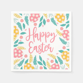 Servilleta De Papel Pink Happy Easter Foliage