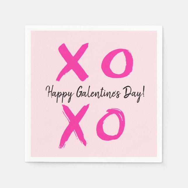 Servilleta De Papel Pink Happy Galentine's Day XOXO Valentine (Anverso)