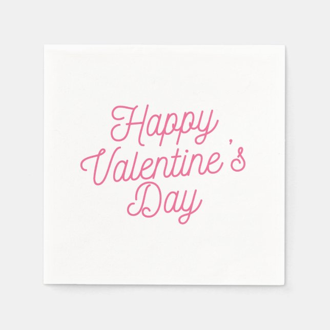 Servilleta De Papel Pink Happy Valentine Day | Napkin (Anverso)