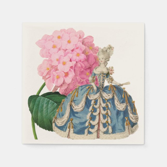 Servilleta De Papel Pink Hydrangea Marie Antoinette Ecru Napkin (Anverso)