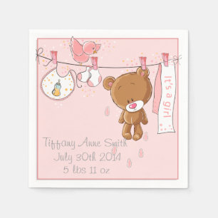 Servilleta De Papel Pink It's a Chica Baby Shower Fiesta Napkins