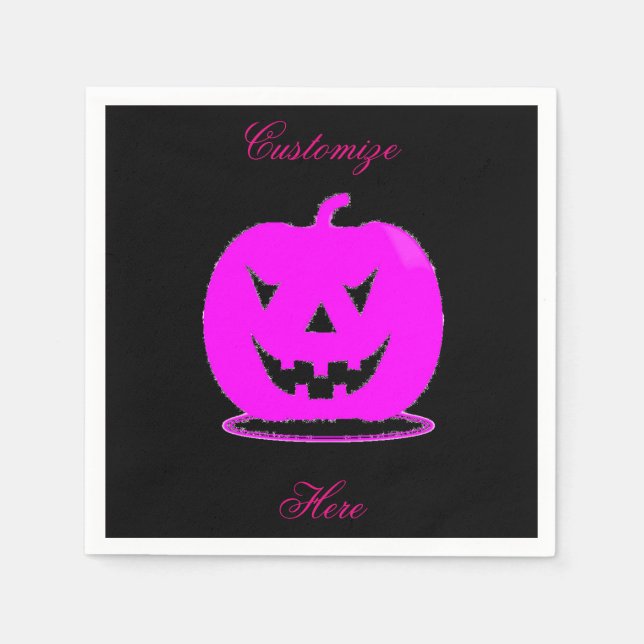 Servilleta De Papel Pink Jack o'lantern Halloween Thunder_Cove (Anverso)