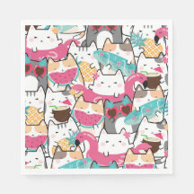 Pink Kawaii Gats Pool Fiesta Cumpleaños