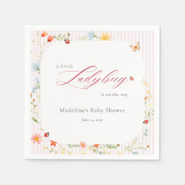 Servilleta De Papel Pink Ladybug Garden Floral Baby Shower